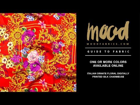 Mood Exclusive Italian Red, Gold and Purple Ornate Floral Digitally Printed Silk Charmeuse - Image 5 of 5