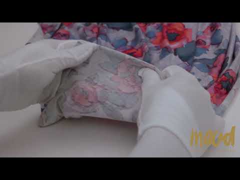 Heathered Purple, Indigo and Pink Floral Borders Stretch Rayon Jersey - Image 6 of 6