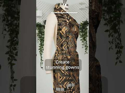 Metallic Fuchsia and Black Geometric Pathways Luxury Burnout Brocade