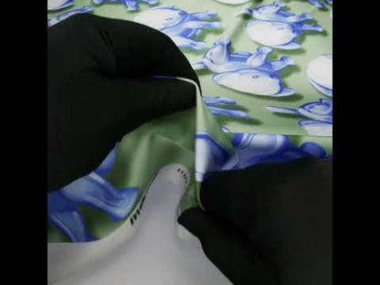 Polyester Satin - Blue and Green Inflatable Dogs - Mood Exclusive Pup Pop Print