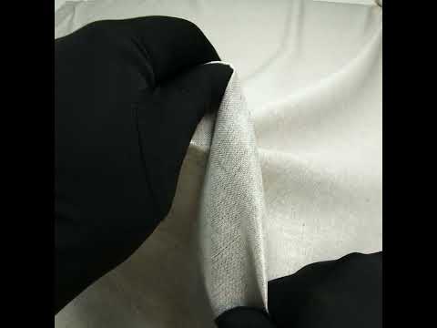 Tejido ligero de lino con lámina metalizada plateada - Color avena - Colección Simone