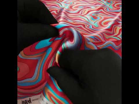 Silk Charmeuse Print 16MM, Made in Italy - Orange, Red and Blue Retro Swirls - Image 6 of 6