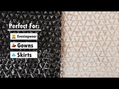3D Puffy Glitter Tulle - Mink Triangle Rows