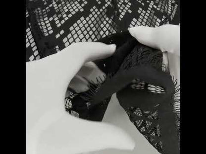 Raschel Lace with Eyelash Fringe Edges - Black Diamond Argyle
