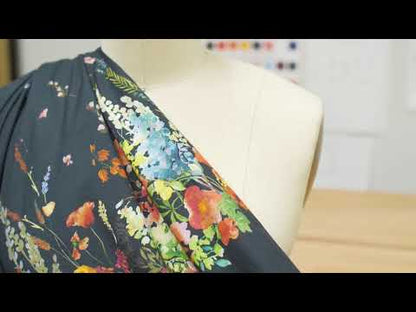 Cotton Voile Panel - Midnight Blue Floral Band - Promenade au Pavot Print - Mood Exclusive Jacques Collection