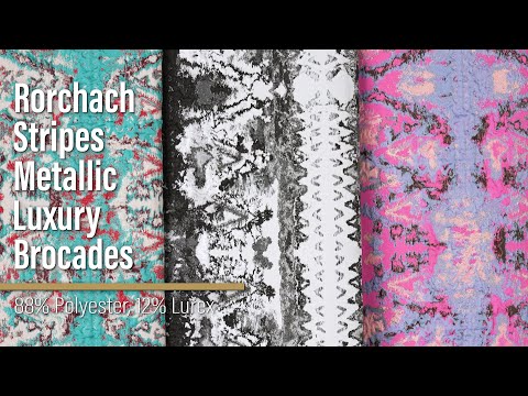 Metallic Luxury Brocade - Red, Turquoise and Cream Rorschach Stripes - Image 6 of 6