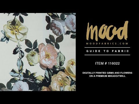 Tender Yellow and Black Forest Digitally Printed Flowers on a Premium Mikado/Twill