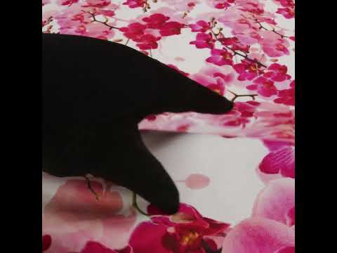 Tilted Pink Orchids and Lily White Printed Stretch Linen and Rayon Woven