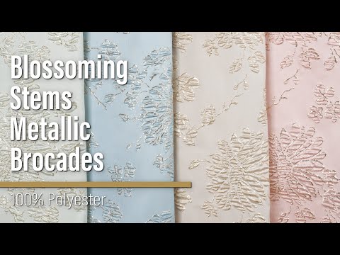 Metallic Brocade - Sky Blue and Gold Blossoming Stems - Image 6 of 6