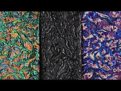 Metallic Green, Navy and Pumpkin Smoky Swirls Luxury Brocade
