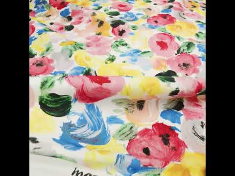 Brushed Cotton Woven - Red, Yellow and Blue Painted Roses - Mood Exclusive Palette of Petals Print - Image 6 of 6