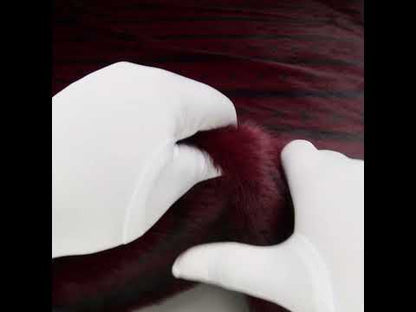 Plush Short Pile Recycled Polyester Faux Fur - Burgundy and Black Woodgrain Print