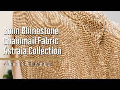 Rhinestone Aluminum Chainmail Fabric Panel, 3mm - Black and Crystal - Astraia Collection