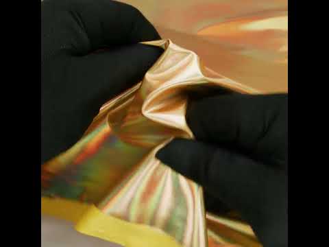 Metallic Foiled Polyester Jersey Knit - Holographic Gold - Amalthea Collection - Image 6 of 6