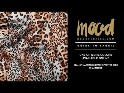 Mood Exclusive Italian Aqua and Brown Jaguar Digitally Printed Silk Charmeuse