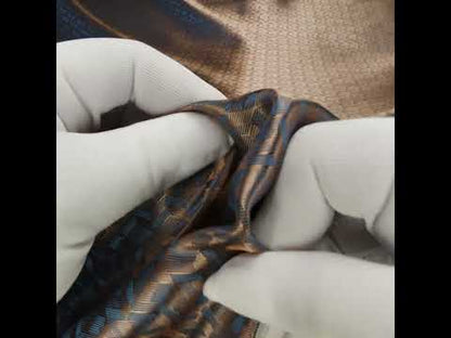 Geometric Jacquard Lining - Blue and Beige Bi-Color