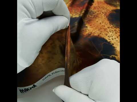 Polyester Satin - Yellow, Russet, and Black Spotted Abstract - Mood Exclusive Nebula Storm Print - Image 6 of 6