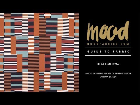 Stretch Cotton Sateen - Blue and Brown Geometric - Kernel of Truth Print - Mood Exclusive Harvest Collection - Image 5 of 5