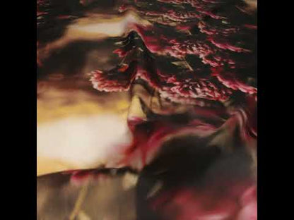 Polyester Mikado - Pink, Black and Golden Brown Hazy Carnations - Mood Exclusive Carnation Close-Up Print