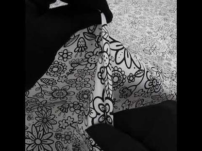 Printed Quilting Cotton by Patrick Lose for Northcott - Black on White Groovy Garden Floral - Basically Black & White Collection