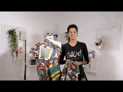 Organic Viscose Batiste Panel - Gamboge and Green Floral