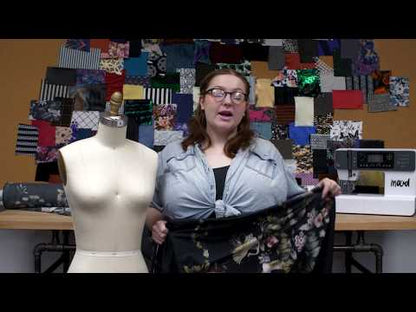 Cotton Voile - Black and Green Birds and Flowers - La Grande Tournee Print - Mood Exclusive Jacques Collection