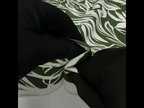 Linen and Rayon Woven - Forest Green and Cream Sketched Flowers - Mood Exclusive Sketchbook Garden Print