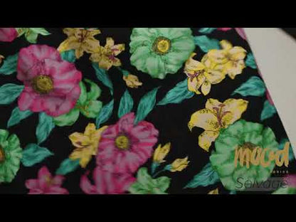 Balenciaga Italian Pink, Yellow and Lime Floral Stretch Cotton Twill