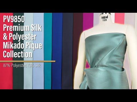 Polyester and Silk Mikado Pique Made in Italy - Placid Blue - Premium Collection