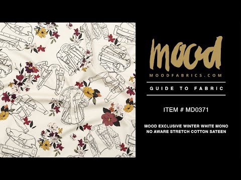 Mood Exclusive Winter White Mono No Aware Stretch Cotton Sateen