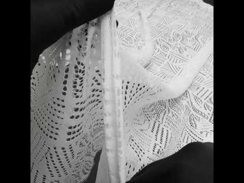 Raschel Lace with Organic Finished Edges - Ivory Geometry and Leaves