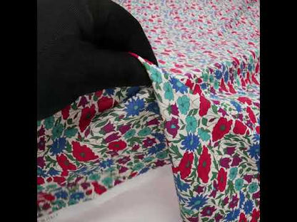Liberty Fabrics Tana Lawn® - Poppy & Daisy Blue Turquoise - Red, Fuchsia and Bright Blue Fine Lined Illustrated Florals