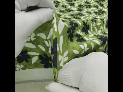 Linen and Rayon Woven - Green, Navy and White Scattered Flowers and Petals - Mood Exclusive Pick-a-Petal Print