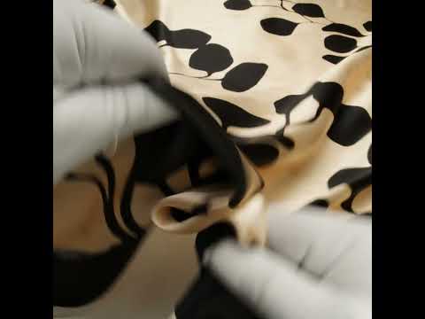 Silk Charmeuse Print 16MM, Made in Italy - Mottled Beige and Black Plant Silhouettes Border - Image 5 of 5