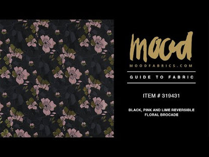 Black, Pink and Lime Reversible Floral Brocade