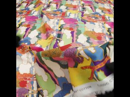 Liberty Fabrics Tana Lawn® - Prospect Road Multi Bright - Yellow, Blue and Red Tree Filled Landscape