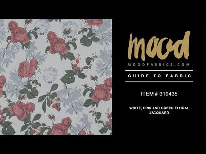 White, Pink and Green Floral Jacquard