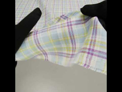 Lightweight Linen Woven - Purple, Sky Blue and Lime Green Plaid