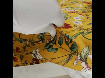 Stretch Cotton Sateen - Yellow Floral - Mediterranean Dreams Print - Mood Exclusive St. Tropez Collection