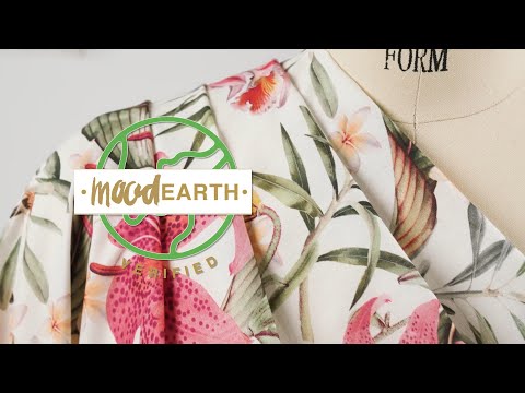 Mercerized Organic Egyptian Cotton Voile - Green, Pink and White Tropical Flowers - Toulouse Collection