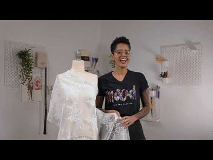 Fancy Corded Lace with Scalloped Eyelash Edges - Black Floral Twists