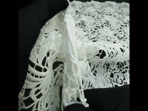 Embroidered Guipure Lace - White Floral