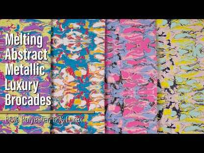 Metallic Luxury Brocade - Aqua, Pale Pink and Yellow Melting Abstract