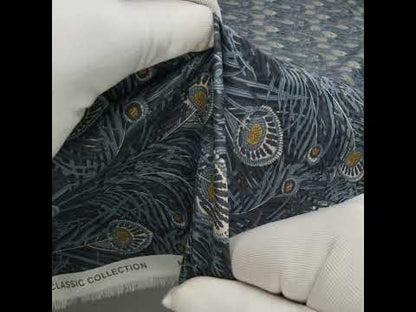 Liberty Fabrics Tana Lawn® - Queen Hera Dark Blue - Midnight, Sky Blue and Golden Yellow Field of Feathers