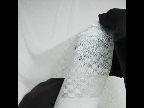 Nylon Raschel Mesh Lace - Ivory Latticework and Dots - Image 6 of 6