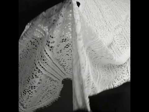 Re-Embroidered Lace with Finished Edges - Ivory Floral Medallion Stripes - Image 6 of 6