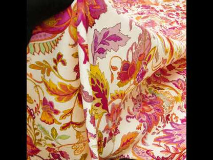 Linen and Rayon Woven - Pink and Orange Flowers - Mood Exclusive Firebird Florals Print