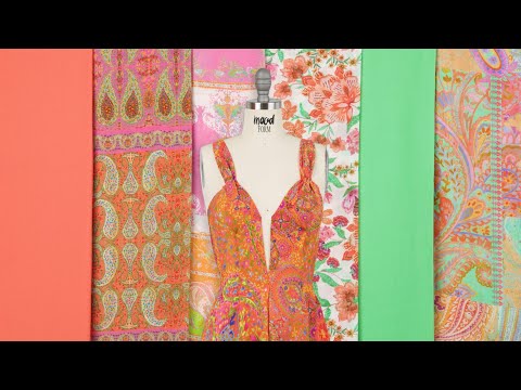 Viscose Georgette Panel - Pink Paisley Squares - Laputa's Groundkeeper Print - Mood Exclusive Gisele Collection