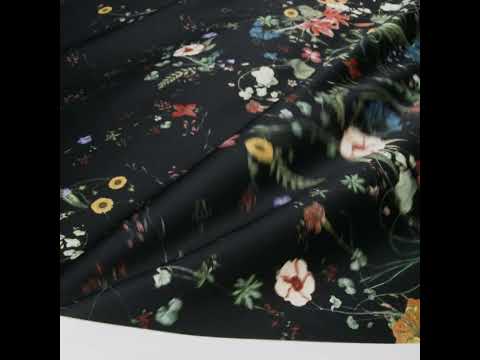 Stretch Cotton Sateen - Black Floral - Persephone's Bouquet Print - Mood Exclusive Gaia Collection