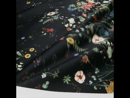 Stretch Cotton Sateen - Black Floral - Persephone's Bouquet Print - Mood Exclusive Gaia Collection